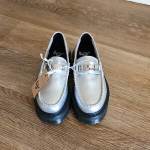 Dr. Martens Silver Penton 2 Quad Loafers with Platform Heel - Size 6